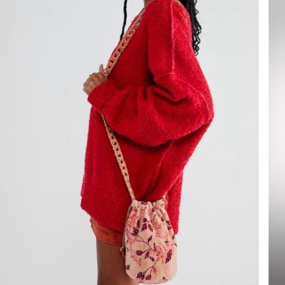 Free People Pink/Red Velvet Moon Crossbody Purse Quartz NWT - Picture 3 of 11